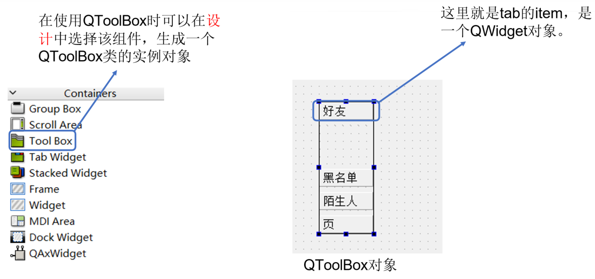 生成一个 QToolBox类的实例对象